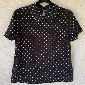 Forever 21 Polka Dot Blouse with Peter Pan Collar Small